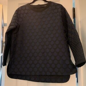 Madewell Medium Black Navy Mood Dot Pullover Top Long Sleeve Blouse